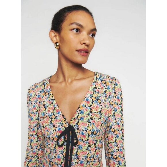 💕REFORMATION💕 Mavis Dress ~ Trix Multi-Color Floral Print 8 NWOT - Picture 4 of 16